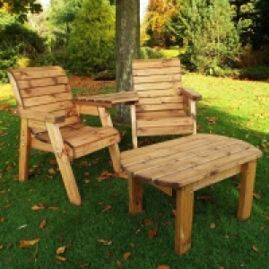 QDStores  Twin Angled Companion Dining Scandinavian Redwood Garden Set