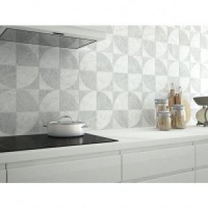 Wickes Azzara Connect White Decor Ceramic Tile 150 x 150mm &pound;5.00