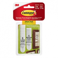 Wickes  Command Picture Hanging Strips - White Pack of 8 Large & 4 M