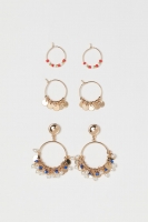 HM   3 pairs hoop earrings
