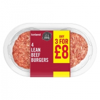 Iceland  Iceland Lean Beef Burgers 400g