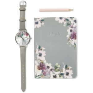 Ladies Floral Watch & Notebook Set
