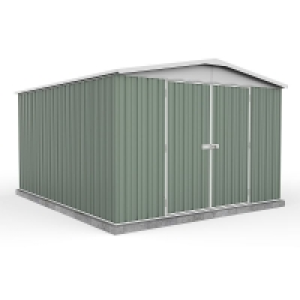 QDStores  Mercia 10 x 12 Absco Double Door Apex Shed - Pale Eucalyptus