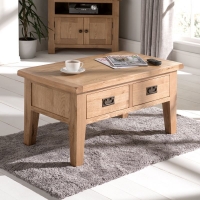 QDStores  Cotswold Coffee Table Oak 2 Drawer