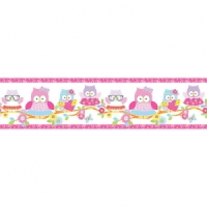 Olive The Owl Pink Decorative Border - 5m