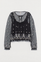 HM  Mesh blouse with embroidery