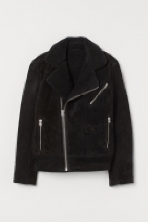 HM  Pile-lined suede biker jacket