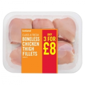 Iceland Class A Fresh Boneless Chicken Thigh Fillets Skinles £3.00