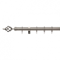 Wickes  Universal Curtain Pole with Cage Finials - Satin Steel 28mm 