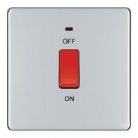 Wickes  Wickes 45A 1 Gang Cooker Switch Polished Chrome Screwless Fl