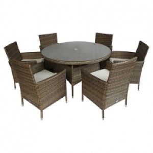 Charles Bentley 6 Seater Rattan Dining Set Natural £680.00