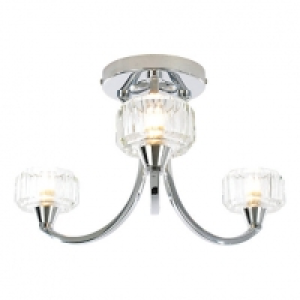 Spa Octans Chrome Treble Bathroom Semi-flush Ceiling Light - &pound;76.00