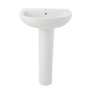 Wickes  Wickes Newport Ceramic Basin with Full Pedestal - 550mm