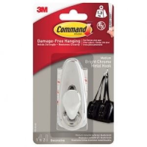 Command Medium Bright Chrome Metal Hook £7.99
