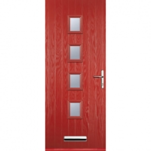 Euramax 4 Square Red Left Hand Composite Door 880mm x 2100mm £720.00