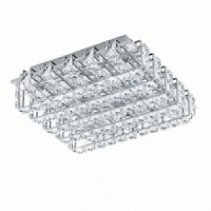 Eglo Lonzaso LED Polished Chrome & Crystal Square Ceiling Li