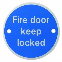 Wickes  Wickes FD115 Fire Door Keep Locked Safety Sign - 75mm Satin 