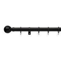 Wickes  Universal Extendable Curtain Pole with Ball Finials - Black 