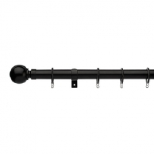 Wickes  Universal Extendable Curtain Pole with Ball Finials - Black 