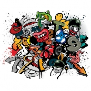 ohpopsi Spray Paint Graffiti Wall Mural - L 3m (W) x 2.4m (H