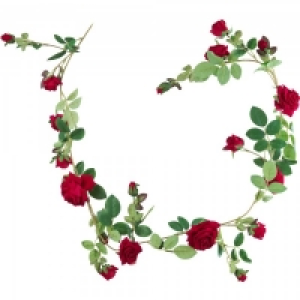 Artificial Velvet Red Rose Garland 6ft