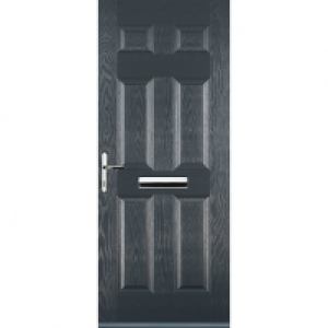 Euramax 6 Panel Grey Right Hand Composite Door 920mm x 2100m