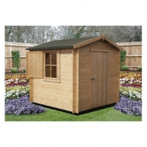 Wickes  Shire 8 x 8 ft Camelot Log Cabin Style Shed with Shuttered W