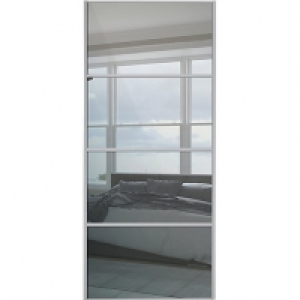 Spacepro Sliding Wardrobe Door Silver Framed Four Panel Mirr £160.00