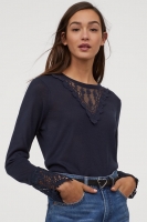 HM  Lace-trimmed fine-knit jumper