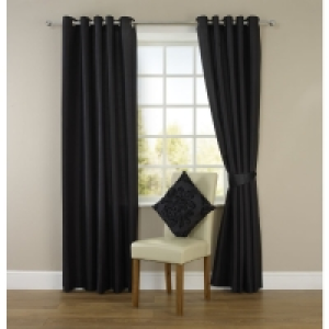Wilko  Wilko Black Faux Silk Eyelet Curtains 228 W x 228cm D