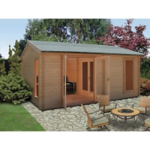 Shire 12 x 13 ft Firestone 3 Room Double Door Log Cabin with &pound;3,800.00