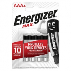 Energizer Max AAA Batteries - Pack of 4 &pound;3.99