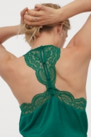 Lace-trimmed satin top £12.00