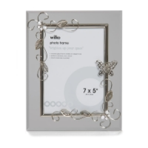 Wilko  Wilko Silver Butterfly Detail Photo Frame 7 x 5 Inch