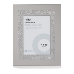 Wilko  Wilko Glitter Photo Frame Silver 7 x 5 Inch