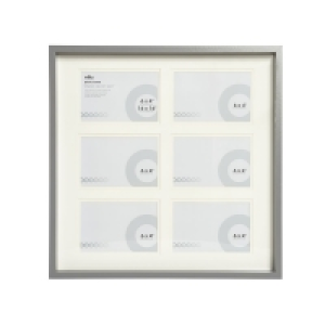 Wilko  Wilko 6 Multi Aperture Grey Photo Frame 16 x 16 Inch