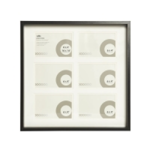 Wilko  Wilko 6 Multi Aperture Black Photo Frame 16 x 16 Inch