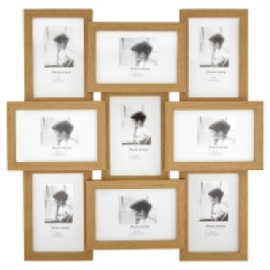 Wilko  Wilko Light Wood Effect 9 Multi Aperture Photo Frame 6 x 4 I