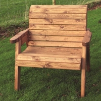 QDStores  Large Scandinavian Redwood Extra Wide Garden Chair