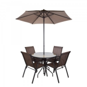 Malaga Garden Dining Set 6 Piece with Parasol