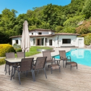 Malaga Garden Dining Set 11 Piece with Parasol
