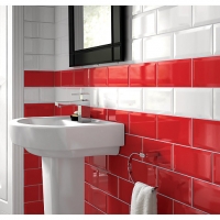 Wickes  Wickes Bevelled Edge Red Gloss Ceramic Wall Tile 200 x 100mm
