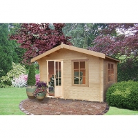 Wickes  Shire 10 x 10 ft Bucknells Log Cabin with Overhang