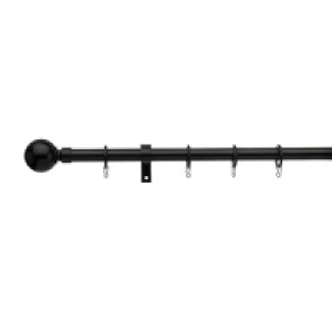 Universal Extendable Curtain Pole with Ball Finials - Black  £29.99