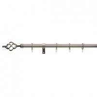 Wickes  Universal Extendable Curtain Pole with Cage Finials - Satin 