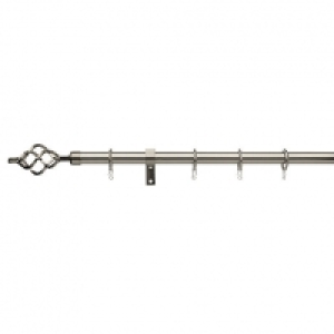 Wickes  Universal Extendable Curtain Pole with Cage Finials - Satin 