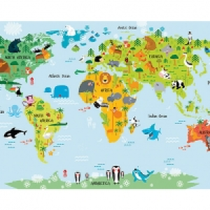 ohpopsi The Whole Wide World Map Wall Mural - XL 3.5m (W) x  £80.00