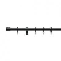 Wickes  Universal Extendable Curtain Pole with Stud Finials - Black 