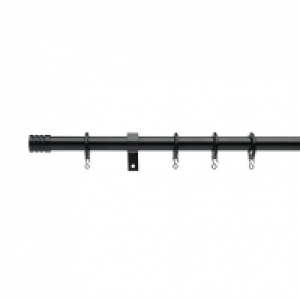 Wickes  Universal Extendable Curtain Pole with Stud Finials - Black 