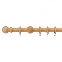 Wickes  Universal Wooden Curtain Pole - Natural 28mm x 2.4m
